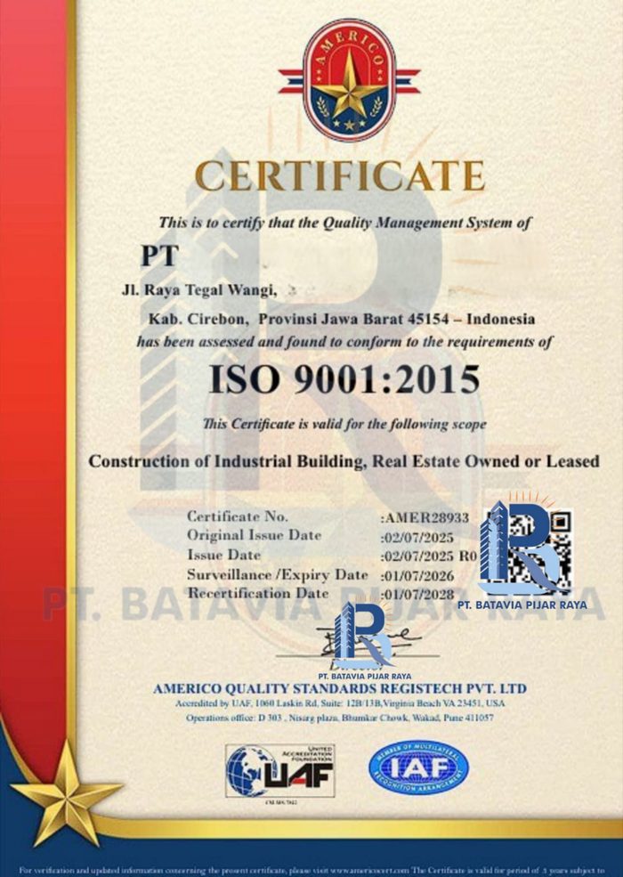 Contoh Sertifikat ISO 9001 Konstruksi
