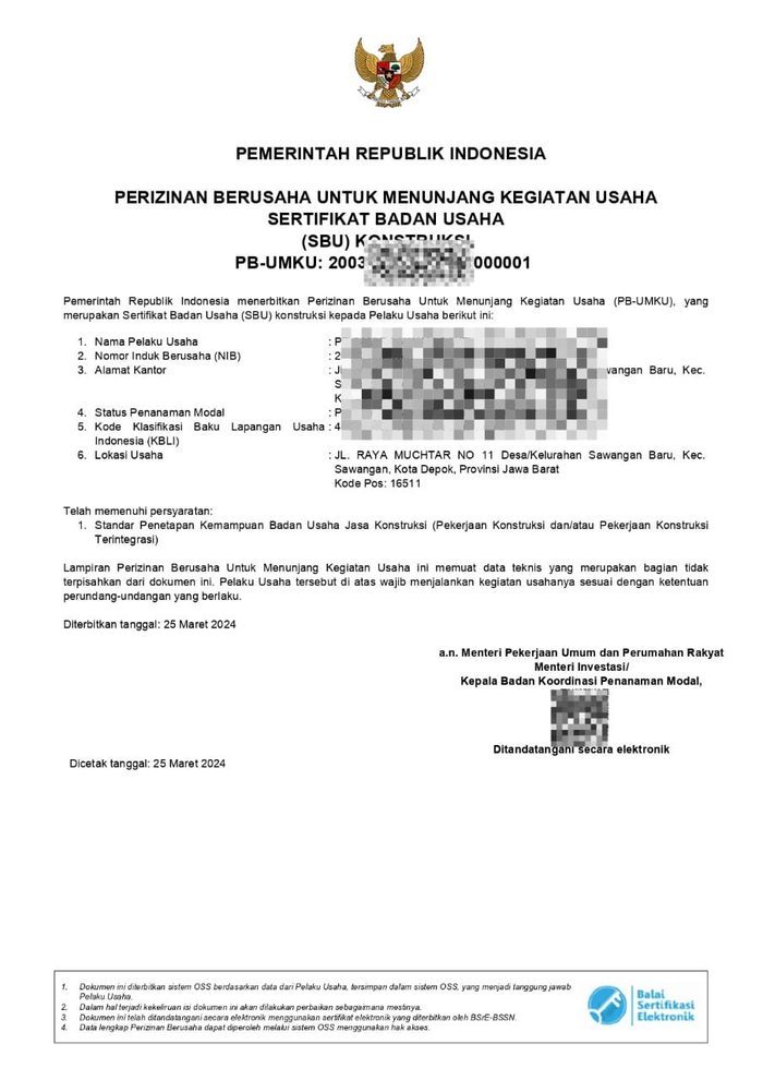 Contoh Sertifikat Badan Usaha Konstruksi